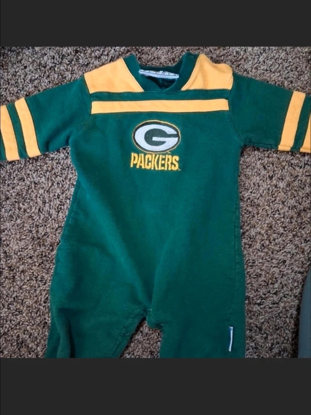 Vintage Green & Gold Toddler One-Piece Footie - Packers Logo